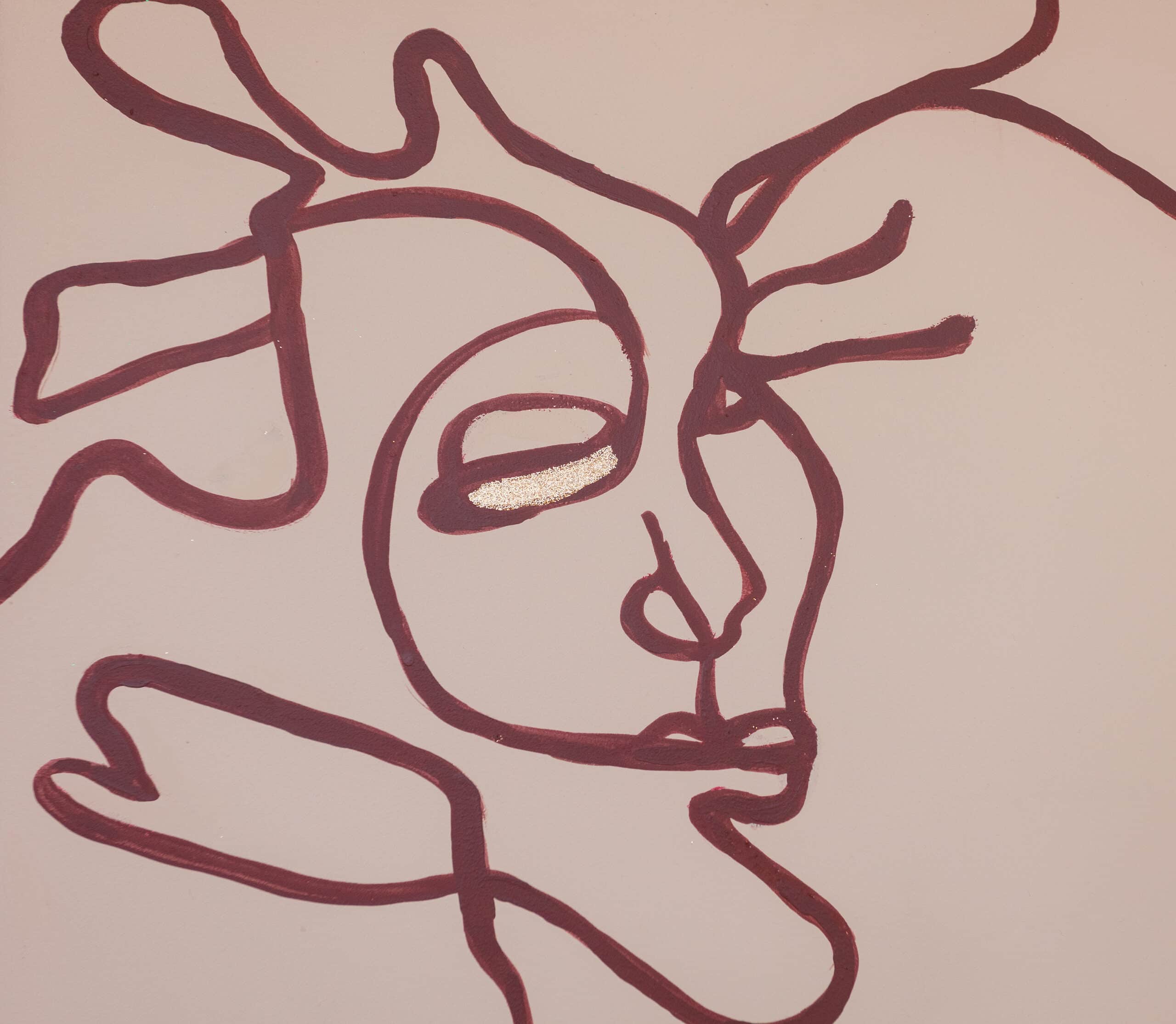 Line drawing mural by George Buchanan at Monica rooftop bar at 25hours The Olympia hotel Sydney